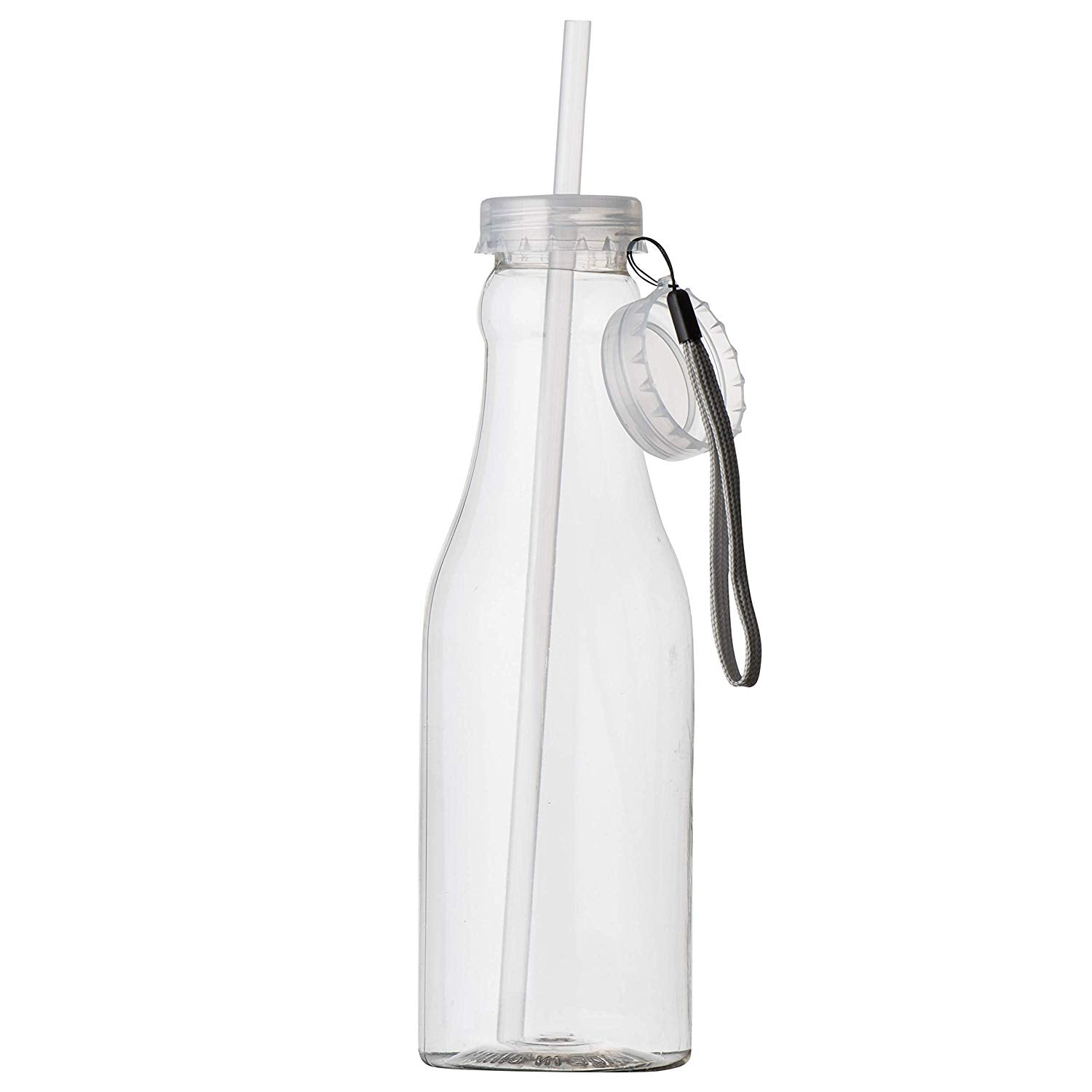 Clear Plastic Bottle With Straw 22 Oz 6 Pack